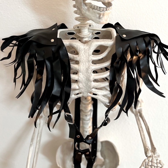 Daisy Corsets Other - NWOT RARE Black vegan leather body harness with shoulder fringe — Dolls Kill
